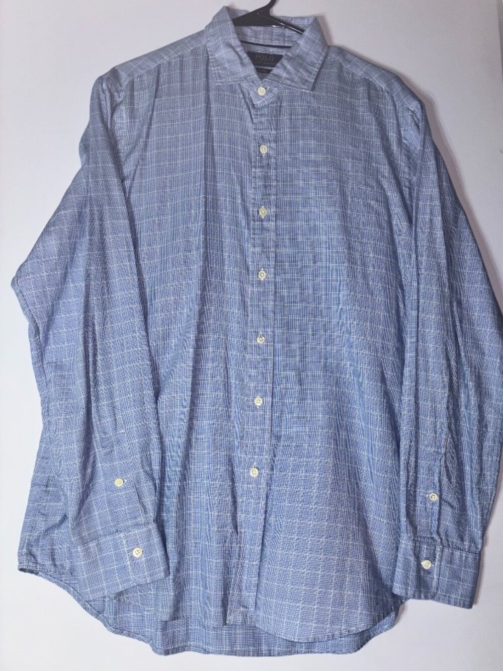 Polo Ralph Lauren Blue Windowpane Plaid Button Down Shirt L